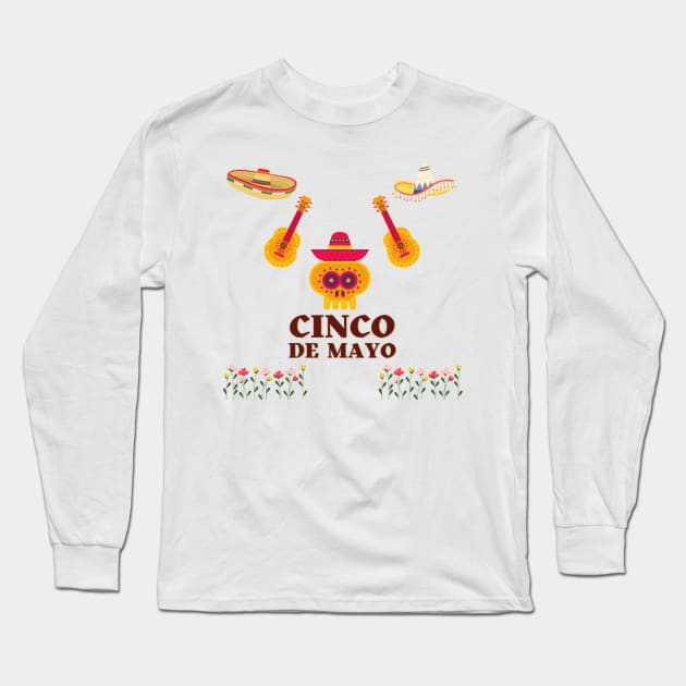 Cinco de Mayo - Sombrero and Guitars (Exclusive 2022 Model TShirt) Long Sleeve T-Shirt by Magnus28